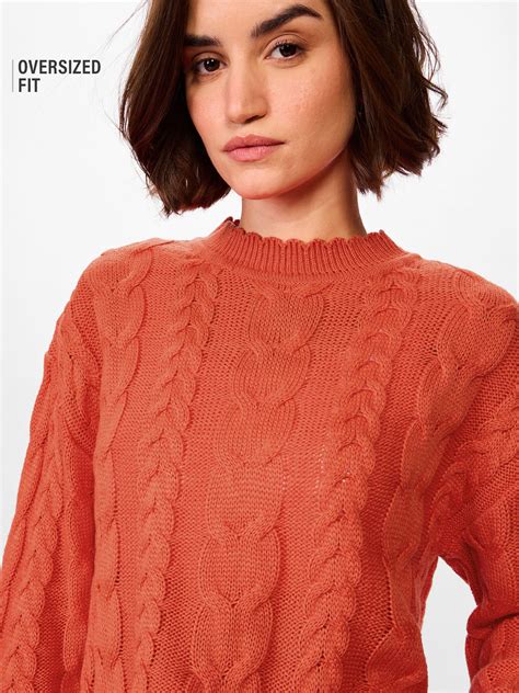 Buy Solids: Fiery Orange Womens Knitted Sweaters Online