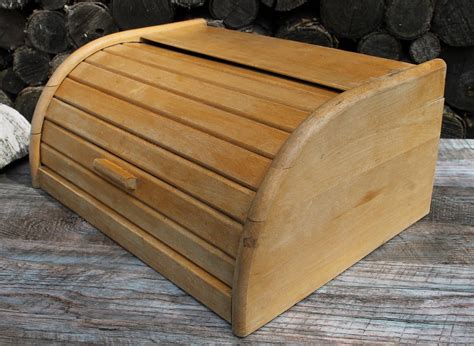 Vintage bread box wooden large bread box rustic bread box | Etsy