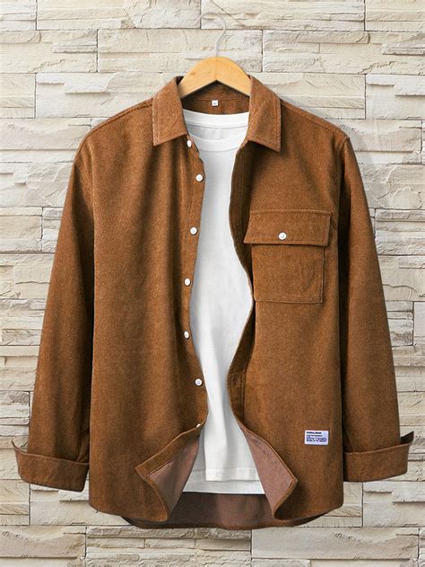 Men Flap Pocket Patched Corduroy Overshirt Without Tee | Stylish men ...