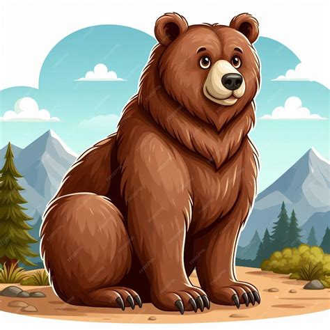 Ilustración de dibujos animados del oso pardo vectorial | Vector Premium