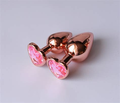 Rose Gold butt plug beginner Heart shaped Steel anal plug with | Etsy