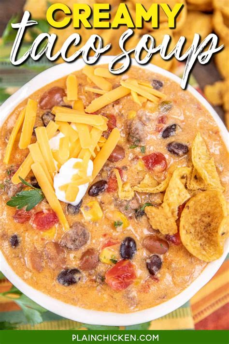 Creamy taco soup plain chicken – Artofit
