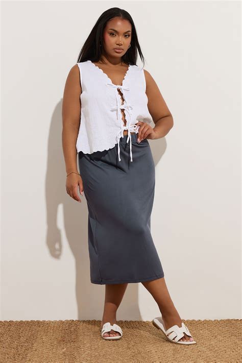 YOURS Plus Size Charcoal Grey Midi Tube Skirt | Yours Clothing