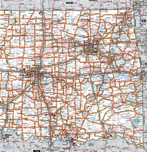 Oklahoma state highway map with truck routes region roads map trucker ...