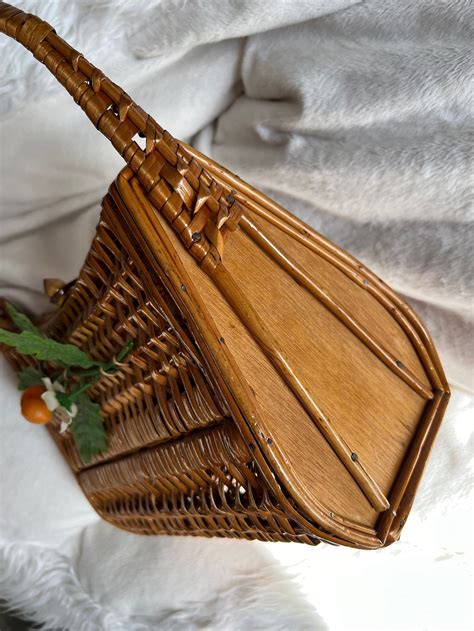 Vintage Wicker Handbag Purse With Fruit, Flowers and Leaves - Etsy