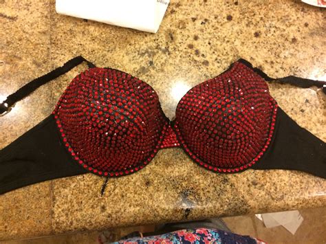 DIY bedazzled bra, 3 packs red sequins $15, fabric glue $5 and a cheap ...