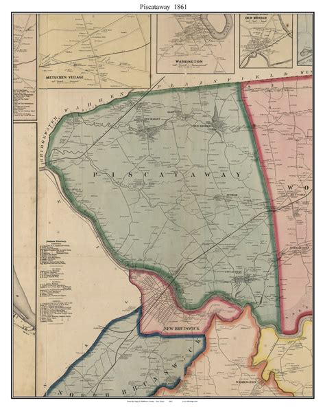 Piscataway - , New Jersey 1861 Old Town Map Custom Print - Middlesex Co ...