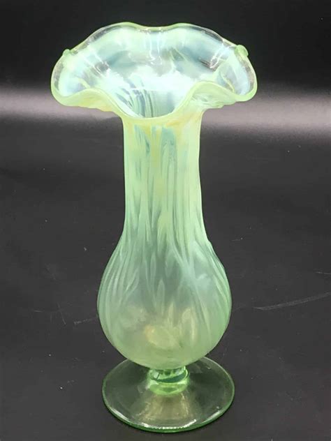 Antique Victorian Vaseline Uranium Glass Vase — Antiques Arena [Product ...