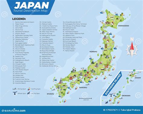 Japan Tourist Destination Map with Details Stock Vector - Illustration of asian, details: 179237671