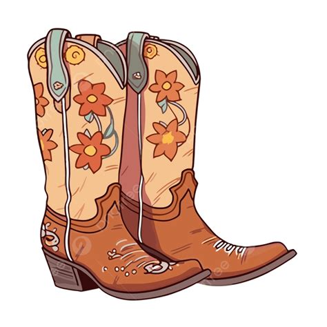 Cowgirl Boots Clipart Cowboy Boots With Flowers On A White Surface ...