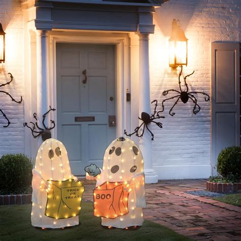 32" Peanuts Set of Two Ghosts Halloween Holiday Outdoor LED Charlie ...