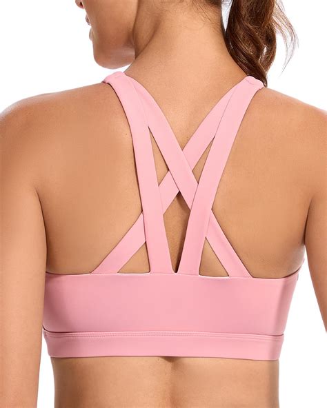 SONGSKY Sports Bra, Medium-High Support Criss-Cross Back Strappy Padded ...