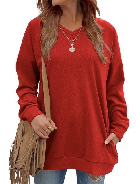 Fantaslook V Neck Sweatshirts for Women Casual Long Sleeve Tops ...