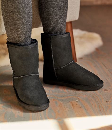 Black | Womens Sheepskin Slipper Boots | WoolOvers US