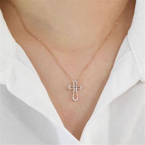 14K Gold Diamond Cross Necklace Religious Diamond Necklace For Sale at ...