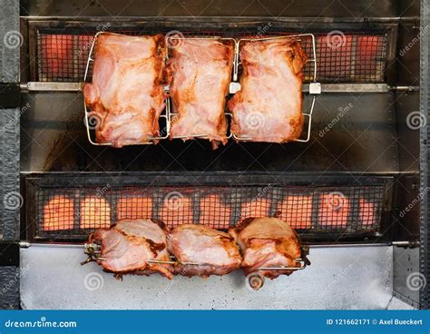 Spit roast stock image. Image of roasted, oven, spiessbraten - 121662171