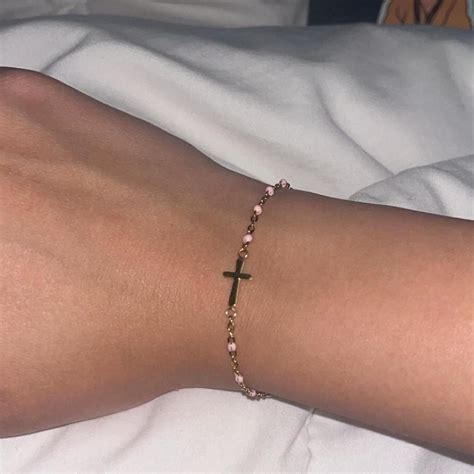 evry jewels pink cross bracelet - Depop