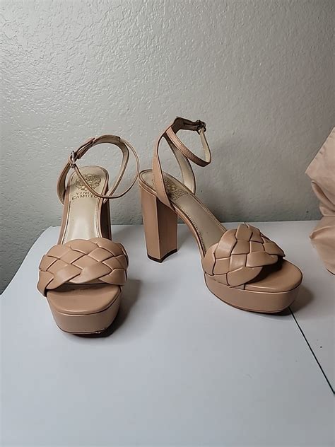 Vince Camuto High Heel Nude Beige Chunky Heel Womens … - Gem