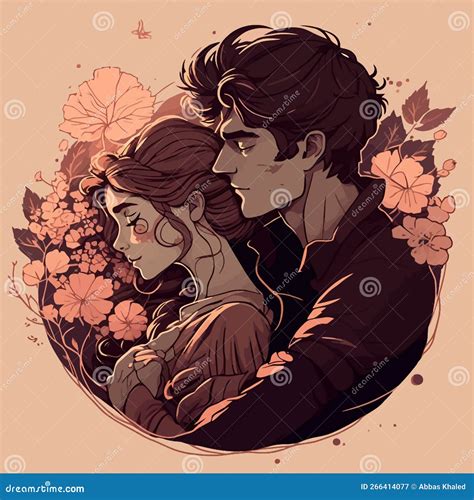 Flat Valentine S Day Background with Beautiful Romantic Couple in ...