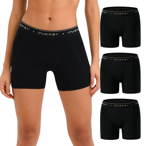 INNERSY Women's 4" Inseam Boxers Briefs Cotton Boyshorts Underwear ...