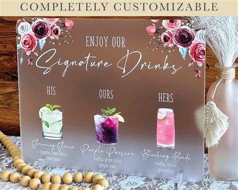 Signature Drink Wedding Sign, Signature Cocktail Wedding Bar Sign ...