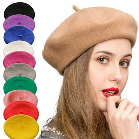 Cheers.US Wool Beret Hat French Style Beanie Hats Fashion Ladies Beret ...