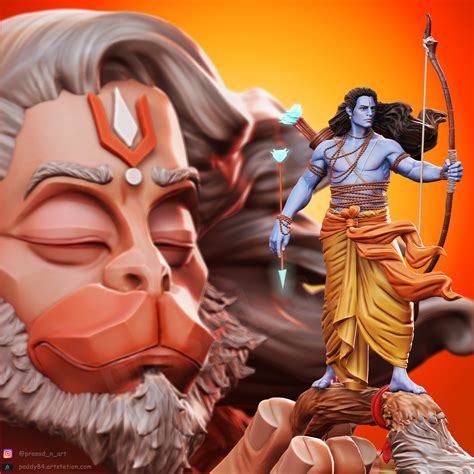 ArtStation - Shri Ram and Hanumanji 3d model sculpted on Zbrush by ...