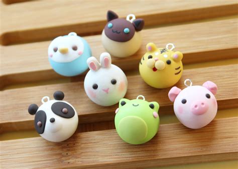 Polymer Clay Animal Bun Charms - Etsy