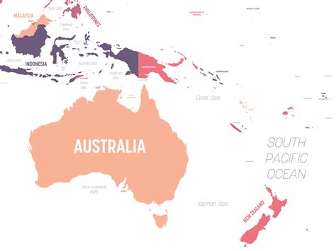 Oceania Map New Zealand On Map Of Oceania