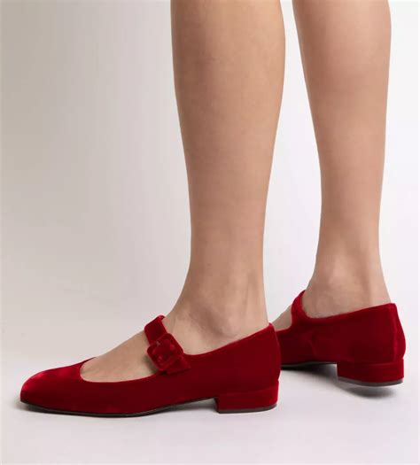 Low Mary Jane Velvet Shoe - Red | Women's Shoes | Penelope Chilvers ...