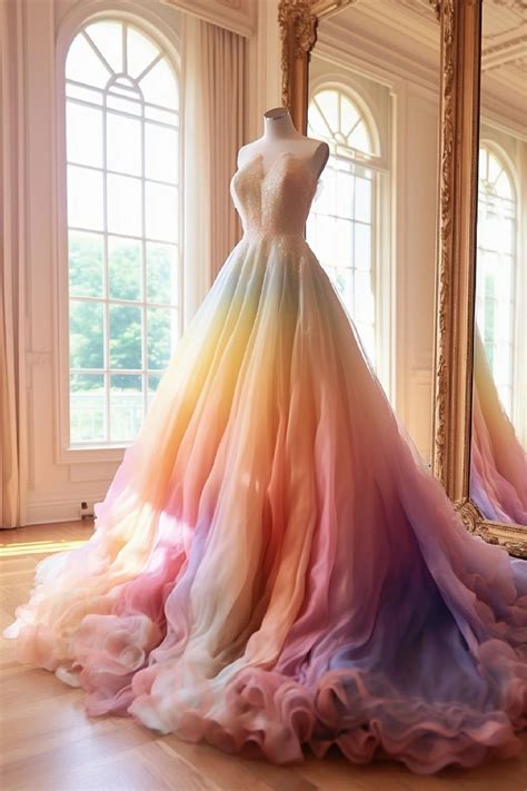 Romantic Dip Dye Rainbow Colored Wedding Dress | Colored wedding dress ...