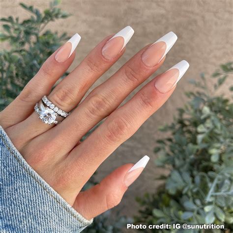 Instant Luxury Acrylic Press-On Nails- Timeless French- Medium Coffin ...