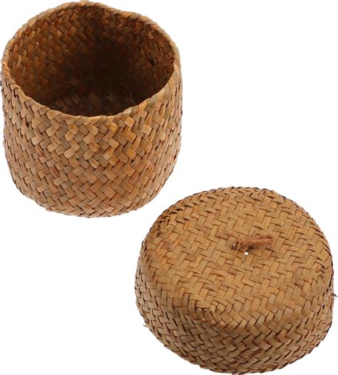 Amazon.com: Ciieeo 2Pcs Seagrass Mini Basket with Lid Round Seagrass ...