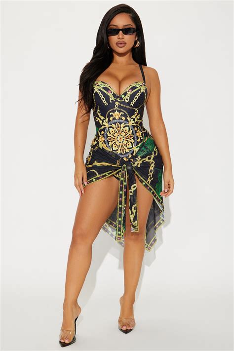 Moira Underwire 1 Piece Swimsuit Set - Black/combo | Fashion Nova