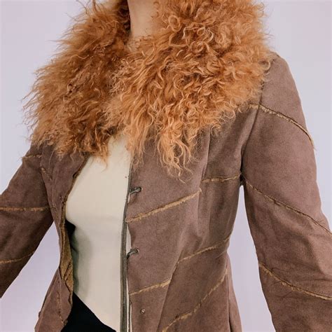 1990s/Early 2000s Faux Fur Trim Jacket. Patched up... - Depop | Fur ...