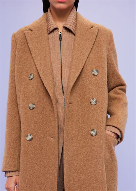 Camel Textured Wool Blend Coat | WHISTLES | Whistles UK
