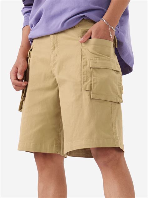 Buy Solids: Cedar Brown Men Cargo Shorts Online