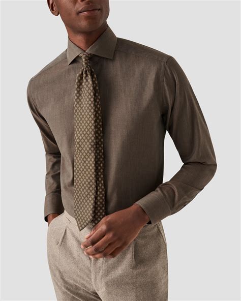 Dark Brown Wrinkle Free Flannel Shirt - Eton