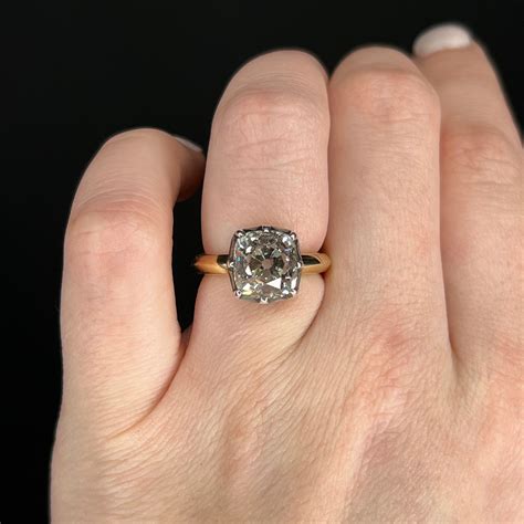 4.91 Old Mine Brilliant Cut Diamond Engagement Ring in 18k | Brilliant ...