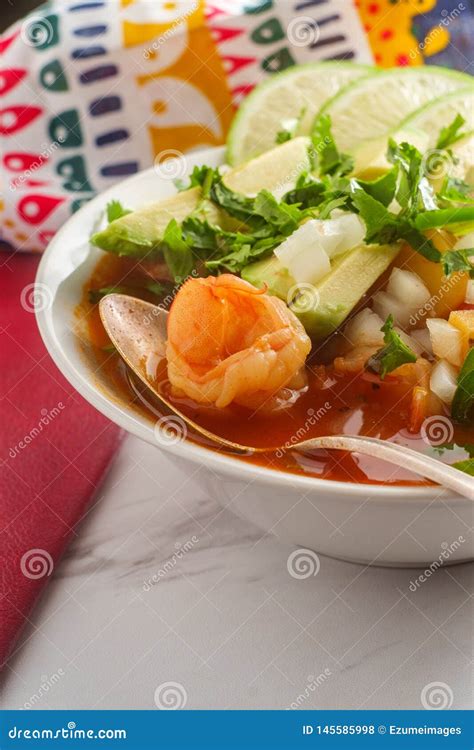 Caldo De Camaron, Consome De Camarones, Shrimp Cocktail With Lemon And ...