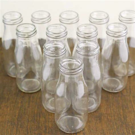 250ml Mini Milk Glass Bottles with Gold & Silver Lids