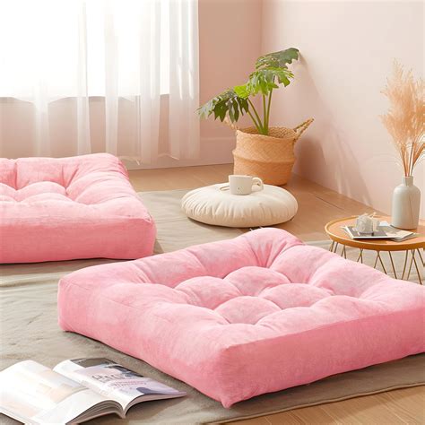 Amazon.com: Pink Floor Pillow Set of 2 - Stylish Corduroy Cushions for ...