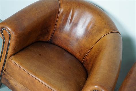 Vintage Dutch Cognac Colored Leather Club Chair, Set of 2 at 1stDibs ...