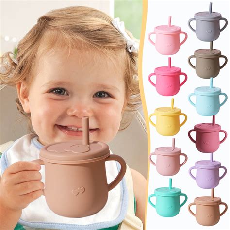 Clearance Silicone Straw Cup for Baby, Baby Straw Cups 6-12 Months, Silicone Cups with Straw ...