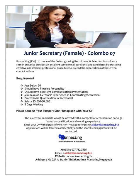 Junior Secretary (Female)