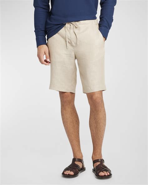 Loro Piana Men's Linen Drawstring Bermuda Shorts | Neiman Marcus