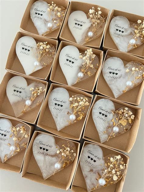 Epoxy Heart Wedding Magnet Favors: Gold Flower Bridal Gifts - Etsy UK ...