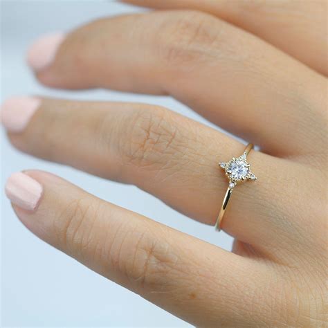 Gold Dainty Engagement Ring