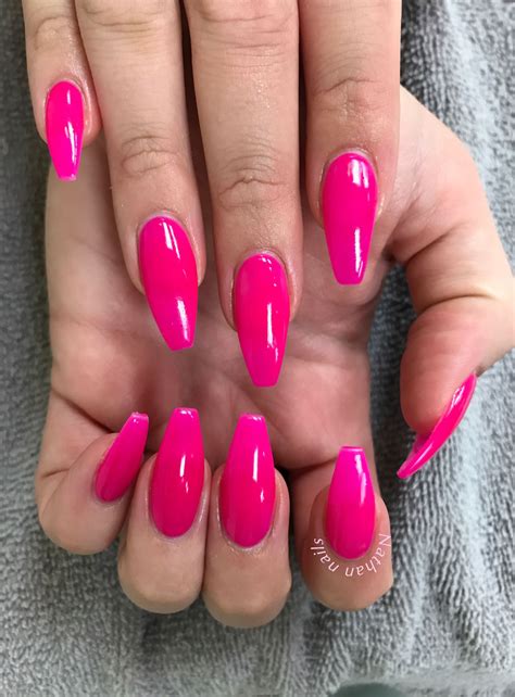 Bright Pink Acrylic Nails