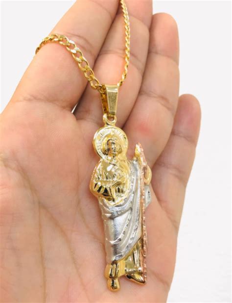 San Judas Necklace San Judas Tadeo Necklace - 14k Gold Plated With ...